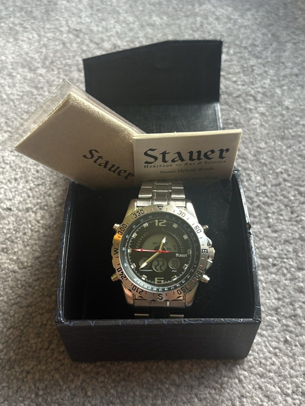 Stauer Men’s Silver Stainless Steel Dual-Display Analog/Digital Watch